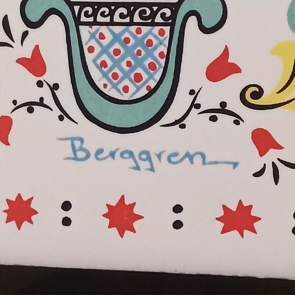 Swedish Folk Art Ceramic Tiles Berggren Trayner  Handcrafted Decorative Art - Picture 5 of 16